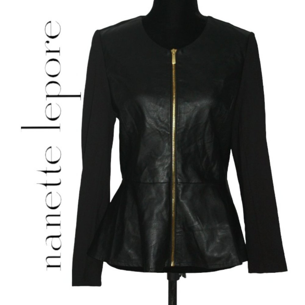 Nanette Lepore Black Jacket with Peplum Size 6